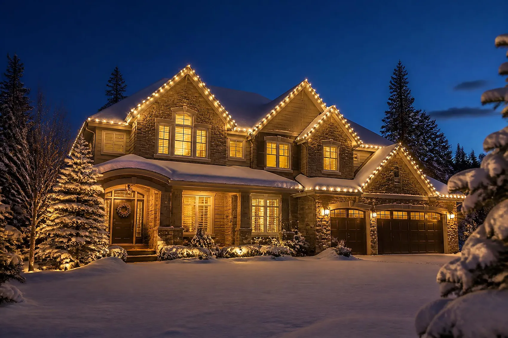 Christmas light installation in London, Ontario